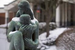 UC Campus Statues in Snow